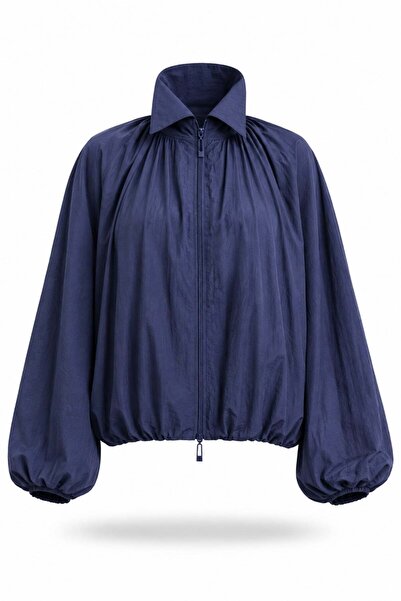 5in1Canpolat Navy Blue Oversize Bomber Jacket 0005