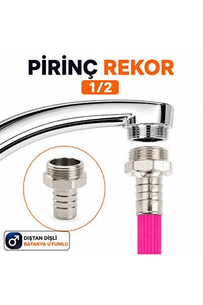 CinaMax 1/2 Pirinç Rekor Dıştan Dişli Batarya Hortum Bağlantı Adaptörü