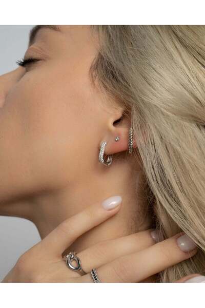 Stemma Jewelry Cercei Cercel Single Zirconia Piercing din Argint 925, cu Zirc...