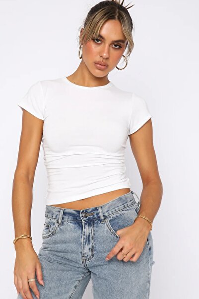 Cockatoo Women's Round Neck Knitted Slim Fit White T-Shirt Ultra Soft 100% Co...