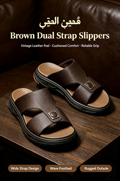 NajdEva Shop Fashion Men Leather Slippers Locally Manufactured in Saudi Arabi...