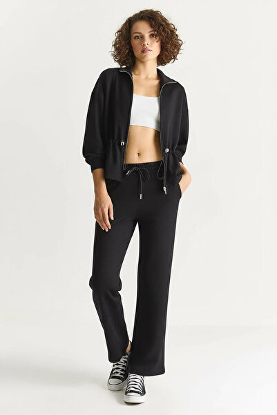 Efnaz style Women's Soft Textured Black Suit with Adjustable Waist