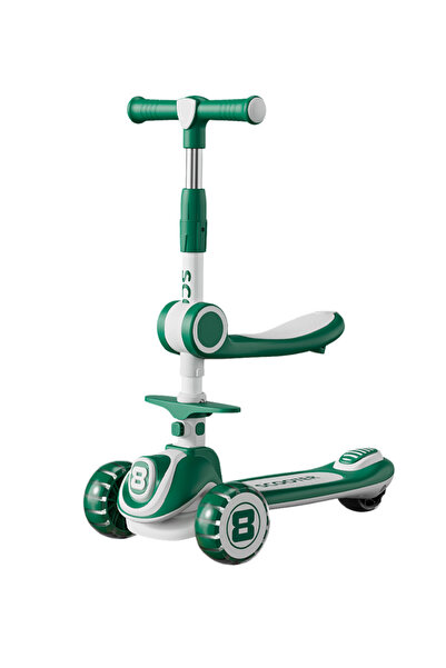 KidLe Kids Kick Scooter, 3-in-1 with Flashing Wheels, Adjustable Height and R...