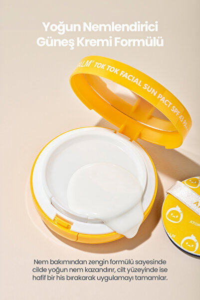 Atopalm Bebek ve Çocuklar için Kompakt Mineral Güneş Kremi Tok Tok Facial Sun Pact SPF43 PA+++