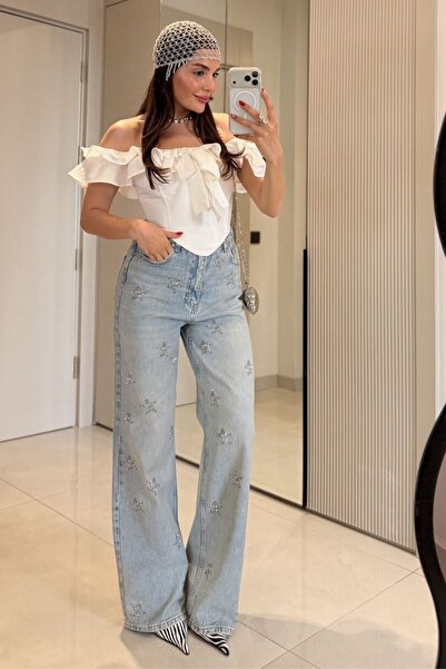 aura7 collection Women's Clothing Freeblue Star Stone Embroidered Blue Denim ...