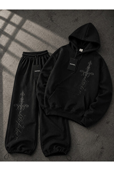 Gofeel Harajuku Defeat Baggy Kalıp Unisex Eşofman Takımı ( 3 iplik )