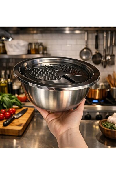CEPHOME 25 cm Stainless Steel Multi-Bowl Grater/ Multi-Purpose Mixing Grater ...