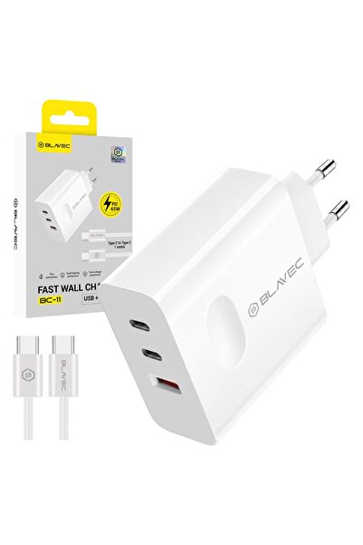 Blavec Φορτιστής Τοίχου BC-11 USB + 2xType C - PD QC 65W 3A με Καλώδιο Type C...