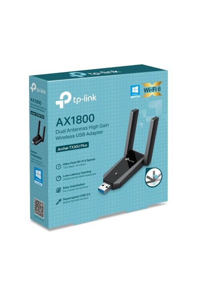 TP-LINK Archer Tx30U Plus |   Ax1800 Wi-Fi 6 Wireless USB Adapter |   Dual High-Performance Antenna |   Beamforming & Mu-Mimo |   USB 3.0 |   Wpa3 Security |   Internal Drive (Plug-And-Play) |   Gamer Network Adapter