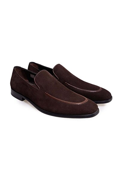 FRANCO CALVANI Brown Laceless Genuine Suede Leather Men's Shoes