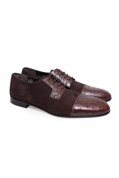 FRANCO CALVANI Brown Lace-Up Genuine Leather Men's Shoes
