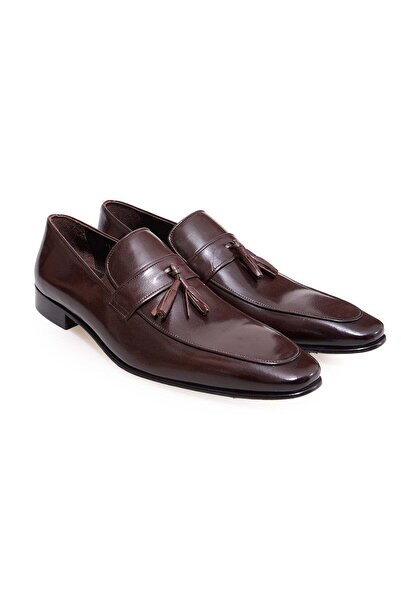 FRANCO CALVANI Brown Laceless Genuine Leather Men's Shoes