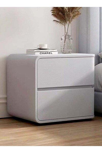 Fashionhome Modern High Gloss Nightstand Right Side Bedside Table with 2 Stor...