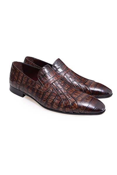 FRANCO CALVANI Brown Laceless Genuine Leather Leather Sole Men's Shoes