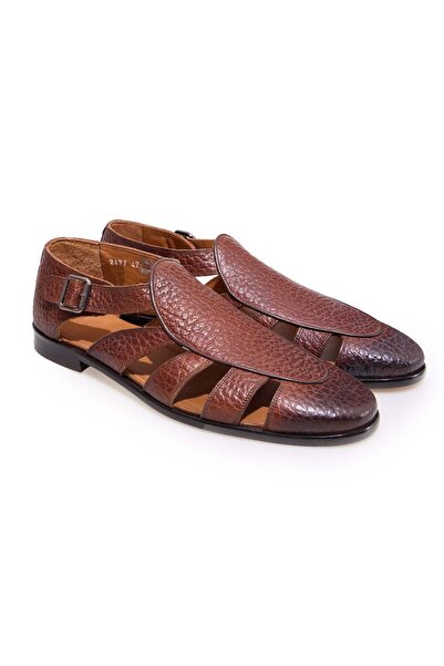 FRANCO CALVANI Tan Color Laceless Genuine Leather Leather Sole Men's Summer S...