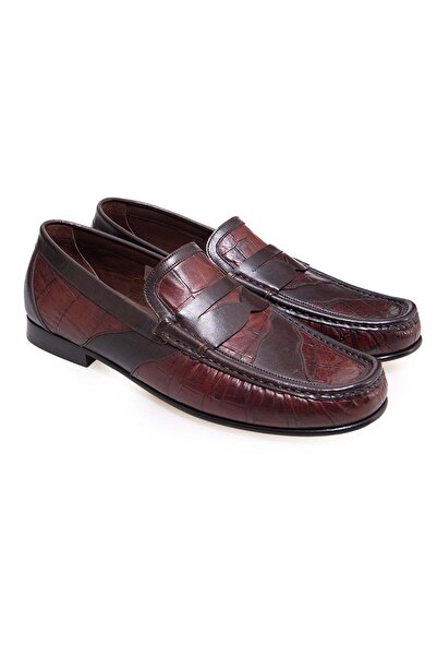 FRANCO CALVANI Tan Color Laceless Genuine Leather Men's Shoes
