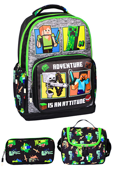 Çantaland 3-Piece Primary School Printed School Bag for Boys with Lunch Box a...