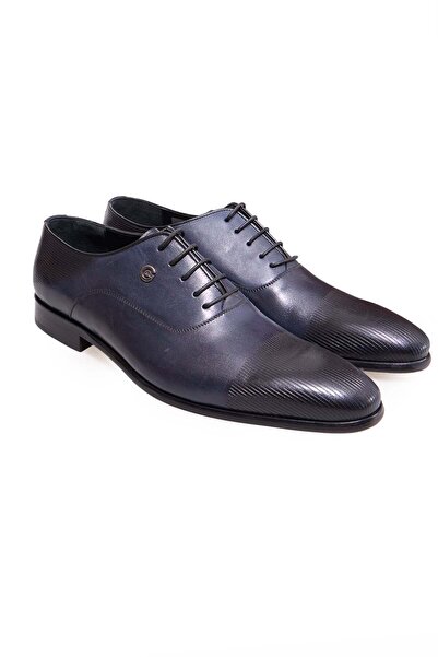 FRANCO CALVANI Dark Blue Color Lace-Up Genuine Leather Men's Shoes