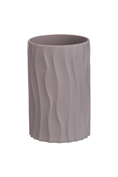 Zâna Casei Taupe Toothbrush Holder with Waves Pattern 6.5x12cm