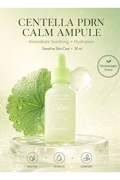 9WISHES Centella PDRN Calm Ampule 30ml – Soothing & Hydrating Face Serum with...