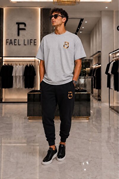 FAEL LİFE Unisex Comfortable Fit T-Shirt and Sweatpants B Printed Set