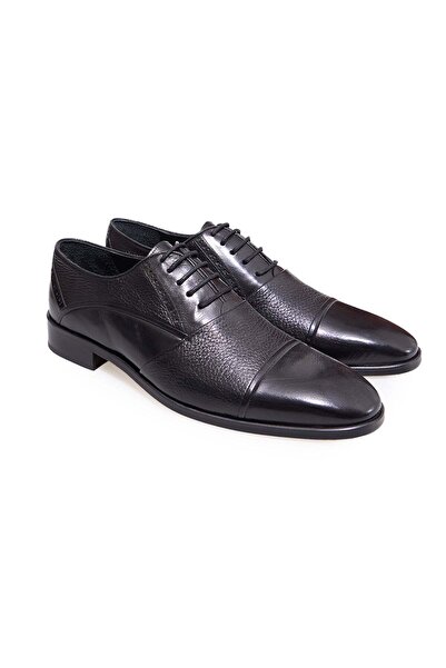 FRANCO CALVANI Black Color Lace-Up Genuine Leather Leather Sole Men's Shoes