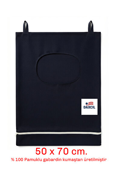 %100 Pamuklu Lüks Kapı Arkası Kirli Çamaşır Sepeti - Alttan Fermuarlı Pratik Boşaltma Sistemi (50x70 cm