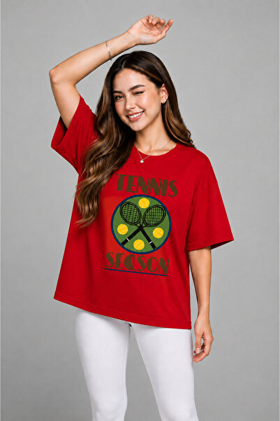 VODEXA Tricou unisex supradimensionat cu imprimeu tenis, 100% bumbac, cu tema...