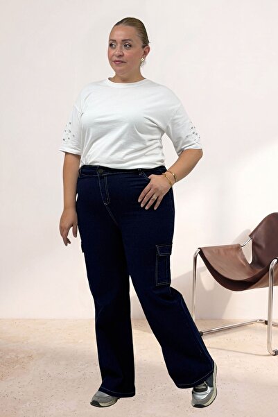 Eslina 5067 Cargo Pocket Detailed Jeans - Dark Blue