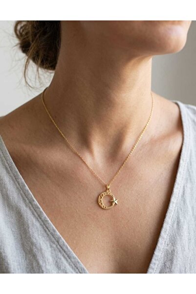 Ralp Moda Moon Star "Turkish" Flag Figure Necklace