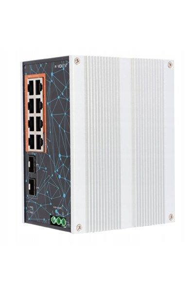 NO BRAND Switch PoE pentru șină DIN cu 8 porturi Gigabit + 2 SFP, 120 W, Watc...