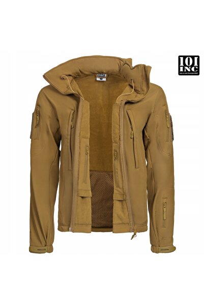 NO BRAND Jachetă tactică softshell cu glugă și membrană 101INC Coyote XL