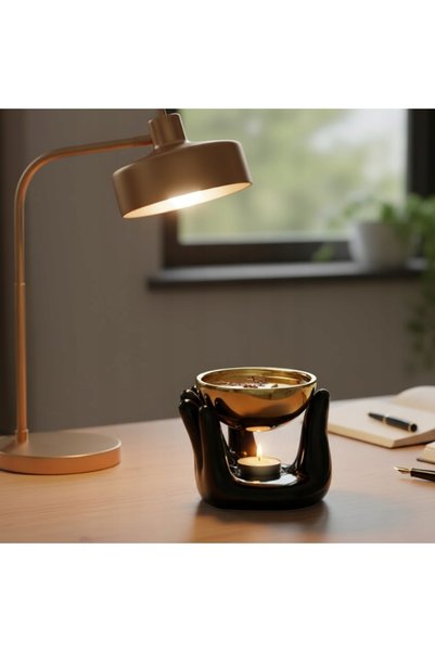 NO BRAND AROMATIZATOR 11 CM CERAMIC AURIU PENTRU ULEIURI ESENȚIALE, CEARĂ