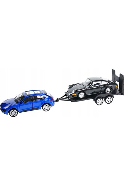 WELLY Set Porsche Macan și mașină de tractare clasică Porsche 911 1:34 -39 Nex