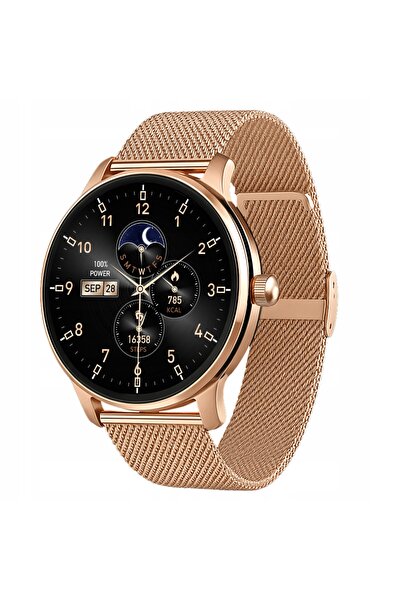 NO BRAND Smartwatch de damă auriu, apeluri, sport, Bluetooth, meniu, PL watch...