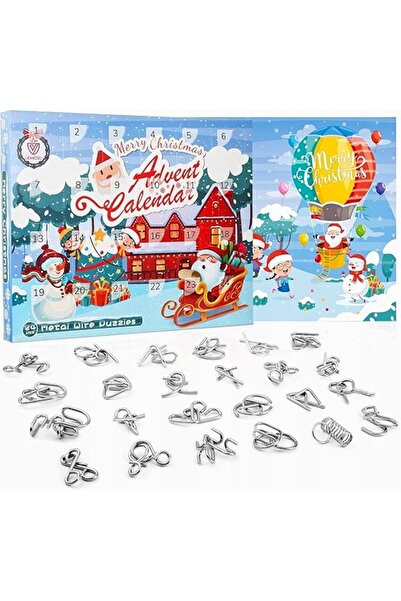 NO BRAND CALENDAR DE ADVENT DIN METAL CU 24 DE PUZZLE-uri PENTRU COPII ȘI ADU...