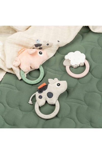 NO BRAND Zornăitoare cu jucărie de dentiție Done by Deer, model Vaca Dotti, c...