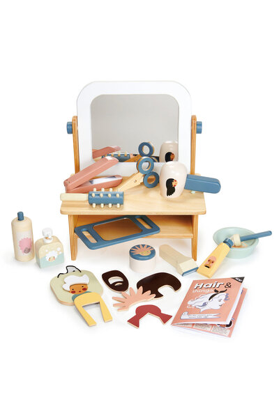 Tender Leaf Toys salon de coafură - masă de toaletă din lemn cu accesorii