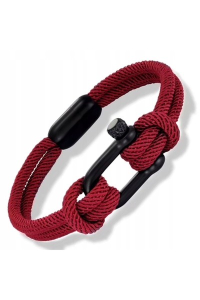 NO BRAND Brățară cu motiv marin bordo și scoică neagră