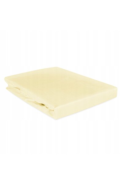 NO BRAND Cearșaf de pat din bumbac cu elastic 140x200, satin uni, culoare crem