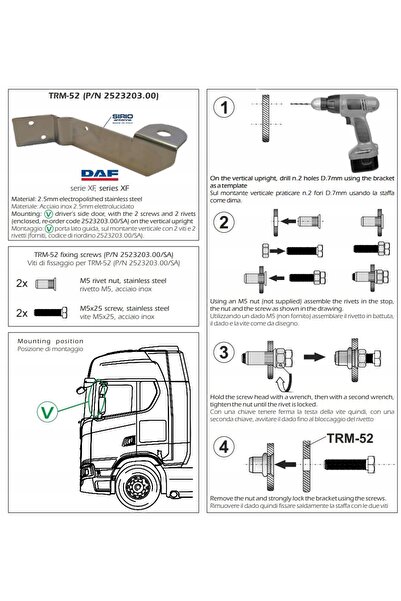 NO BRAND Suport antenă SIRIO TRM-52 CB KF pentru DAF XF