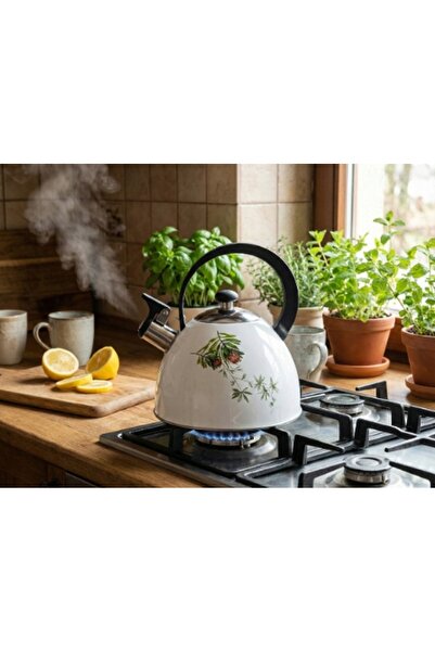 NO BRAND Fierbător cu fluier Florina Protea 2.5L Oțel emailat Inducție