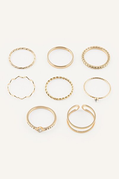 DeFacto Women's Stone Detailed 8-Piece Ring Set I1367Axns