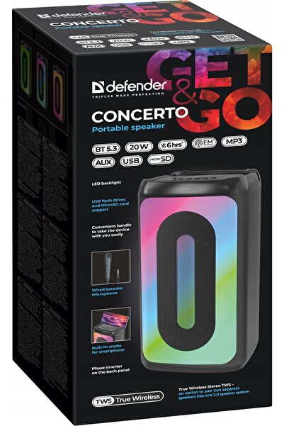 Defender Boxă Bluetooth Concerto karaoke 20W MP3 FM microfon