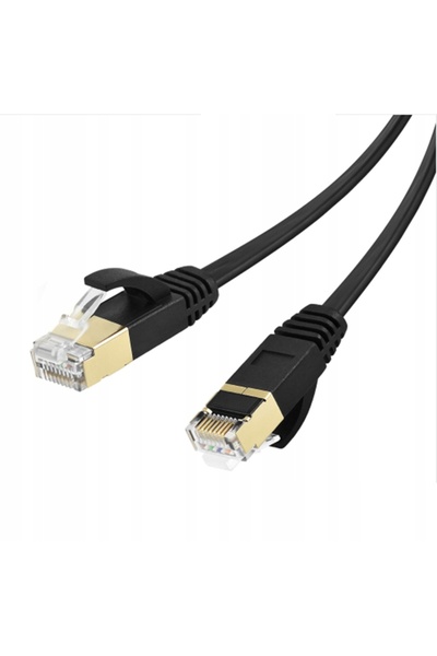 NO BRAND Cablu de rețea LAN Ethernet plat SFTP CAT7, 10 m, negru