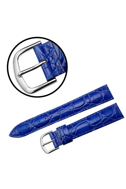 NO BRAND Curea REDA 18mm, model crocodil, bleumarin, cusături bleumarin, luci...