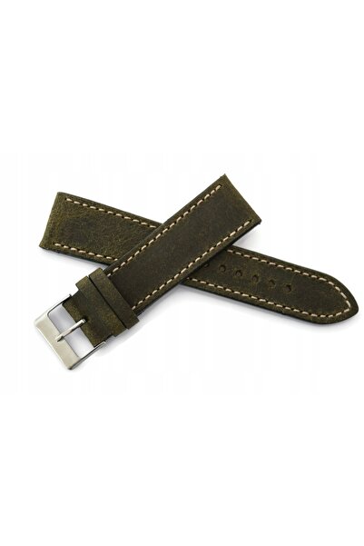 NO BRAND Curea de ceas retro din piele, de culoare verde închis, pentru ceasu...