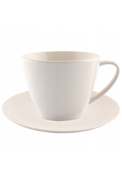 NO BRAND Ceașcă mare de cafea și ceai cu farfurioară MariaPaula Nova Ecru 400 ml