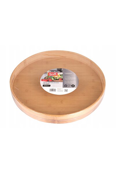 NO BRAND Tavă rotundă din bambus de 40x5cm, cu mâner, pentru transport, BUCĂT...