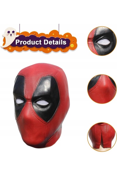 NO BRAND Mască de latex de Halloween Deadpool Supererou Cosplay pentru adulți